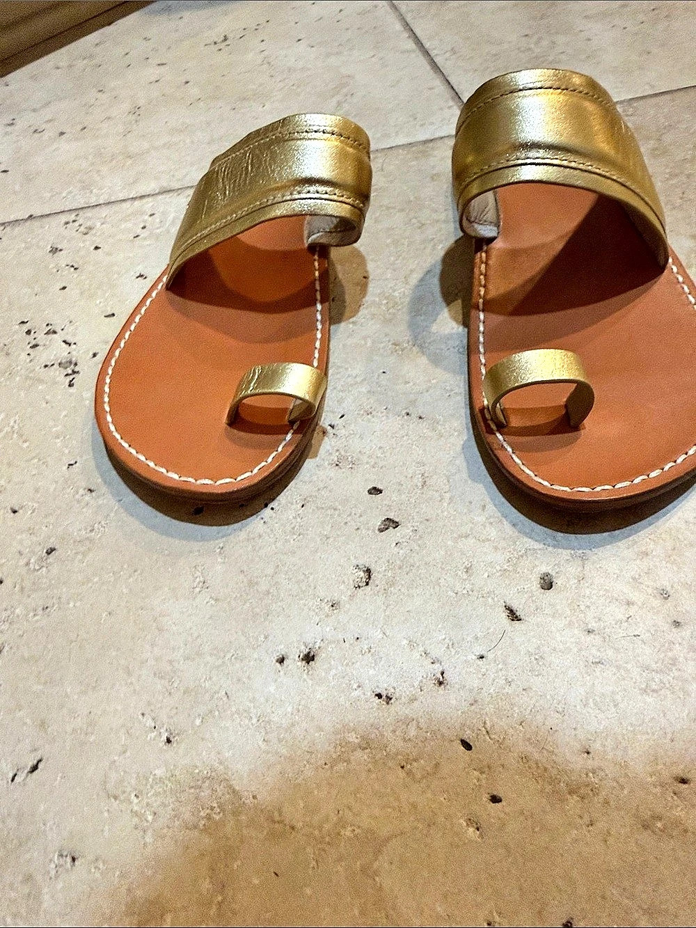 Sam Edelman Harlyn Toe Ring Sandal Gold & Brown US 9.5
